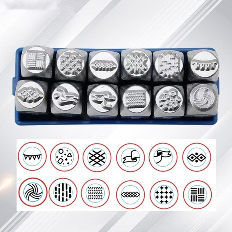 12Pcs Engraving Equipment Set Metal Anvil Chisel Set Jewelry Carving Tool Metal Chisels Steel Texture for Jewelry Making