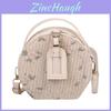 Trend Woven Flower Mini Circle Bag With Zipper Closure For Daily Fashion