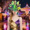 Mardi Gras Masque Colorful Feather Masquerade Masque for Women Venetian Carnival Costume for Prom Ball Halloween Party Cosplay