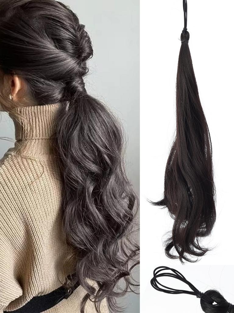 18 Inch Synthetic Curly Wavy Ponytail Extension Elastic Headband Hairpiece For Women Daily Party Styling Accessory