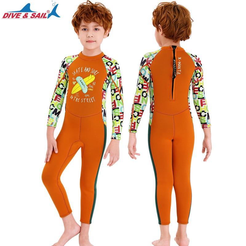 Kids 2.5mm Thick Neoprene Wetsuit Long Sleeve Full Body Dive Suit Snorkeling Surfing Swimming Warm Protection