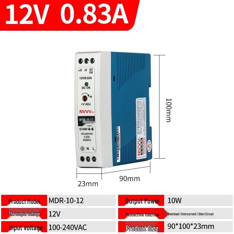 NVVV DIN Rail Switching Power Supply 220V To 12/24V DC Transformer DR/NDR/EDR Series