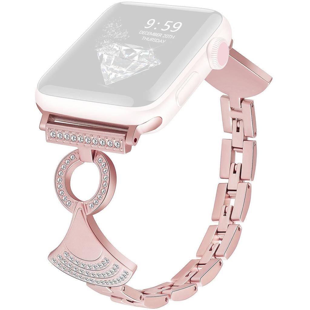 Stainless Strap for Apple Watch Series 11 10 42mm/9 8 7 41mm/SE3 SE2 SE 6 5 4 40mm/3 2 1 38mm Shell Shape Rhinestone Decor Watch Band