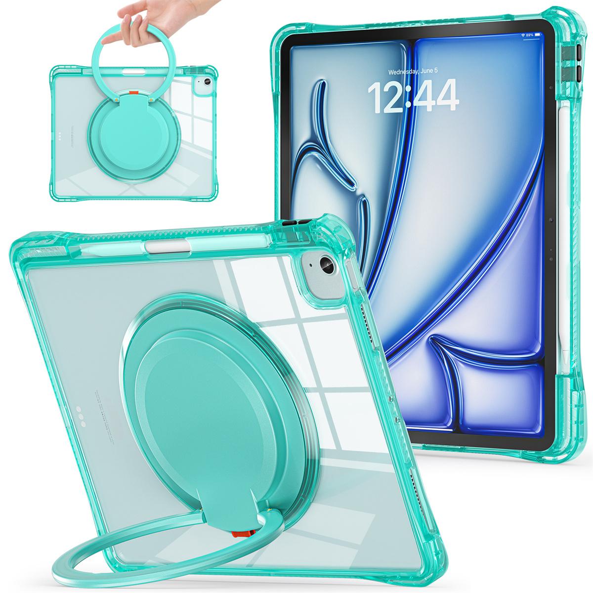 

Для iPad Эйр 13 (2025)/(2024)/Про 12.9 (2022)/(2021)/(2020)/(2018) Чехол с поворотной подставкой PC+TPU+акриловый чехол для планшета D