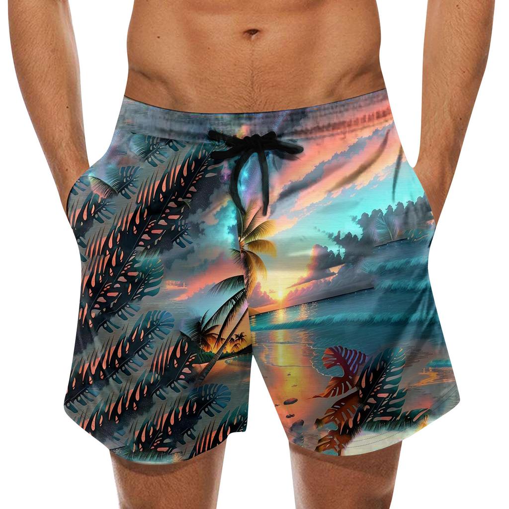 Fashion Men's Strapped Hawaiian Beach Fit Sport Casual Shorts Pants