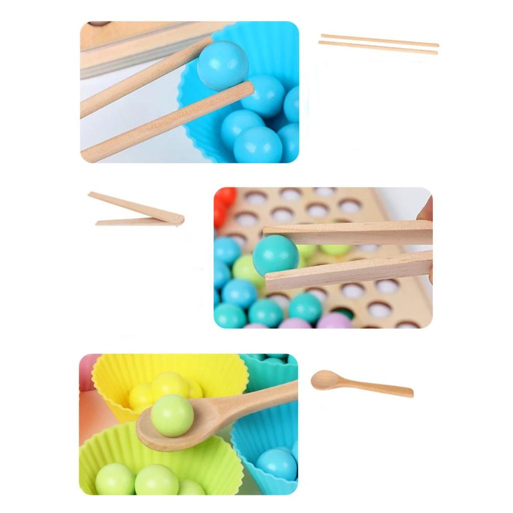 Dřevěné korálky hra Montessori vzdělávací rané učení děti klip míček puzzle předškolní batole hračky děti pro děti dárky