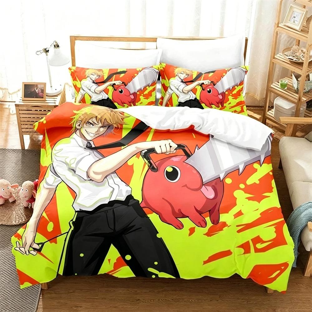 3D Print Chainsaw Man Bedding Set Anime Cartoon Twin Bedding Set Double 2/3 Piece Bed Duvet Cover Double King Cover Home Textile