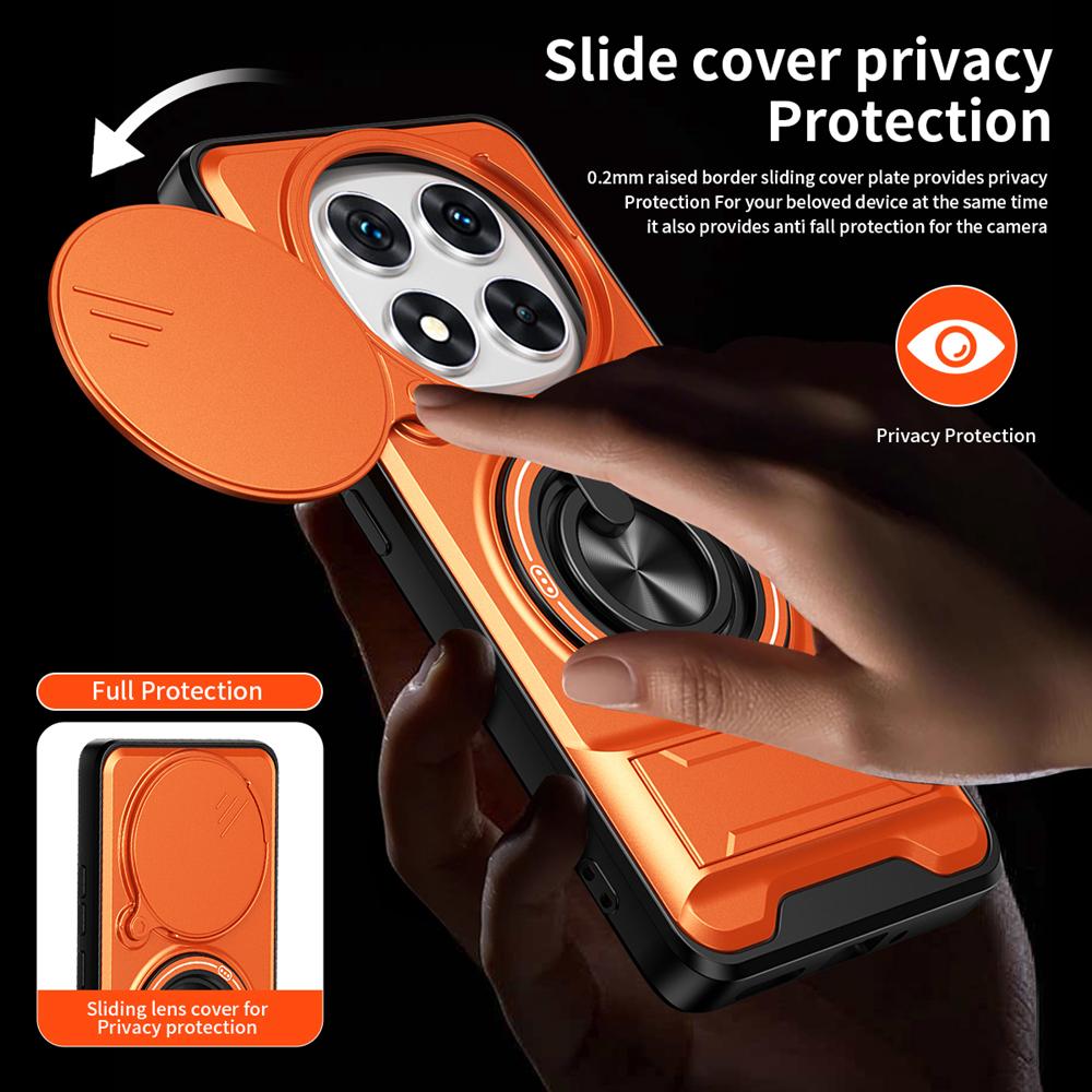 KEYSION Magnetic Phone Case for Redmi Note 14 Pro 4G 5G 14 Pro+5G Slide Camera Protection Upright Kickstand Ring Shockproof Cover for POCO X7