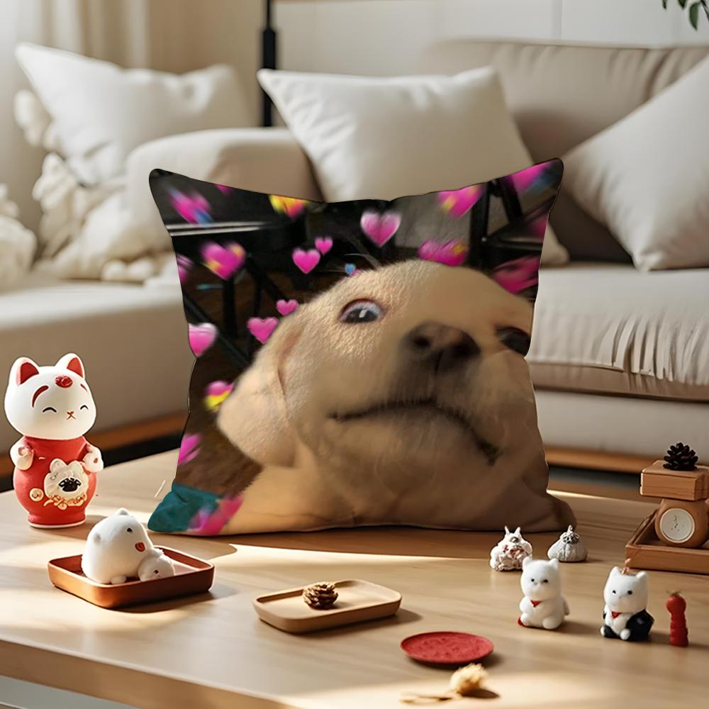 Cute Animal Dog Cat Cushion Cover Silky Short Plush with Invisible Zipper Dustproof Sofa Pillow Cover for Home Decor