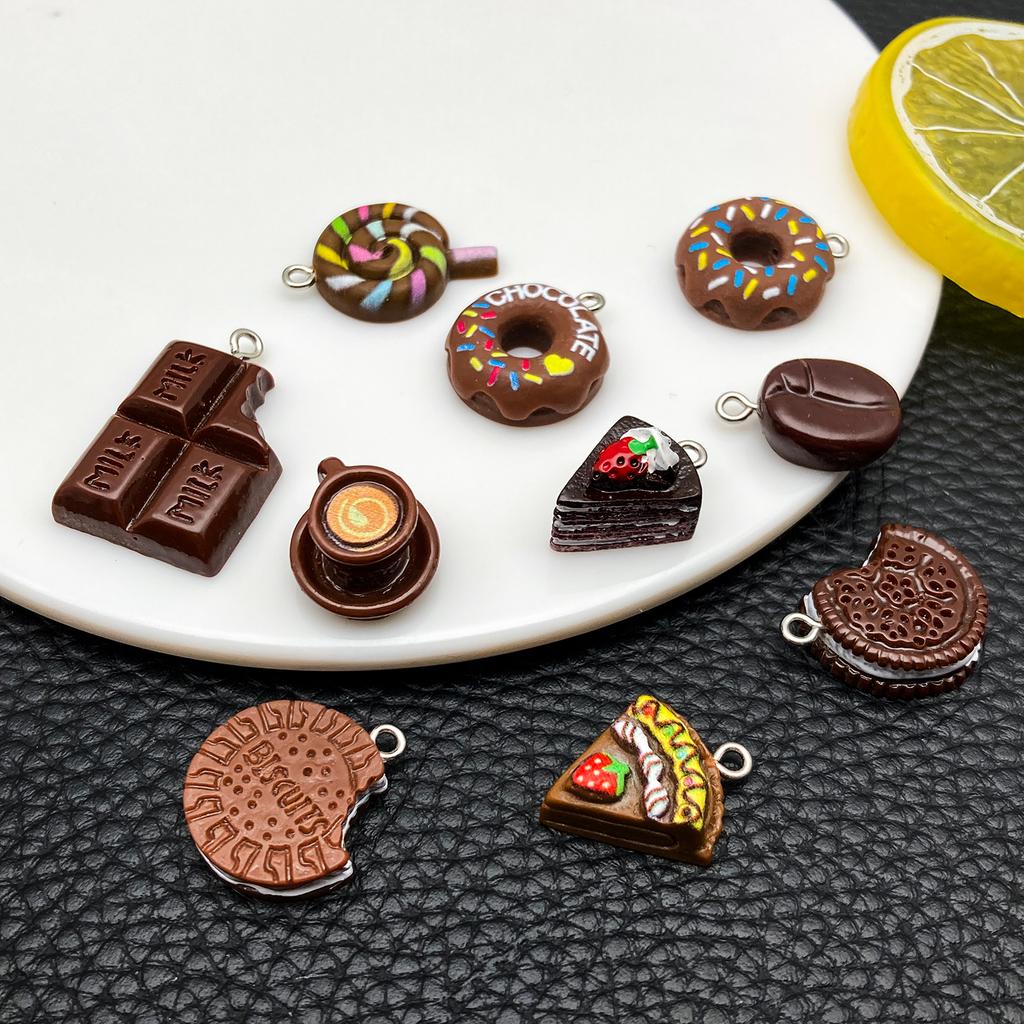 10Pc/Set New Popular Realistic Coffee Bean And Coffee Cup Pendants, Resin Accessories For Diy Creative And Fun Earrings Necklace