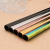 8Pcs Stainless Steel Straw Reusable Pearl Milkshake Bubble Tea Straws with Brush Stirring Smoothie Spoon Shaped Straw Set
