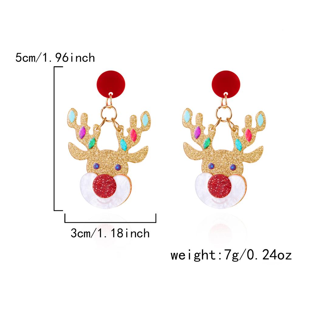 Cute Cartoon Santa Claus Dangle Earrings Stud For Women Acrylic Snowman Elk Christmas Tree Pendant Earrings New Year Party Gift