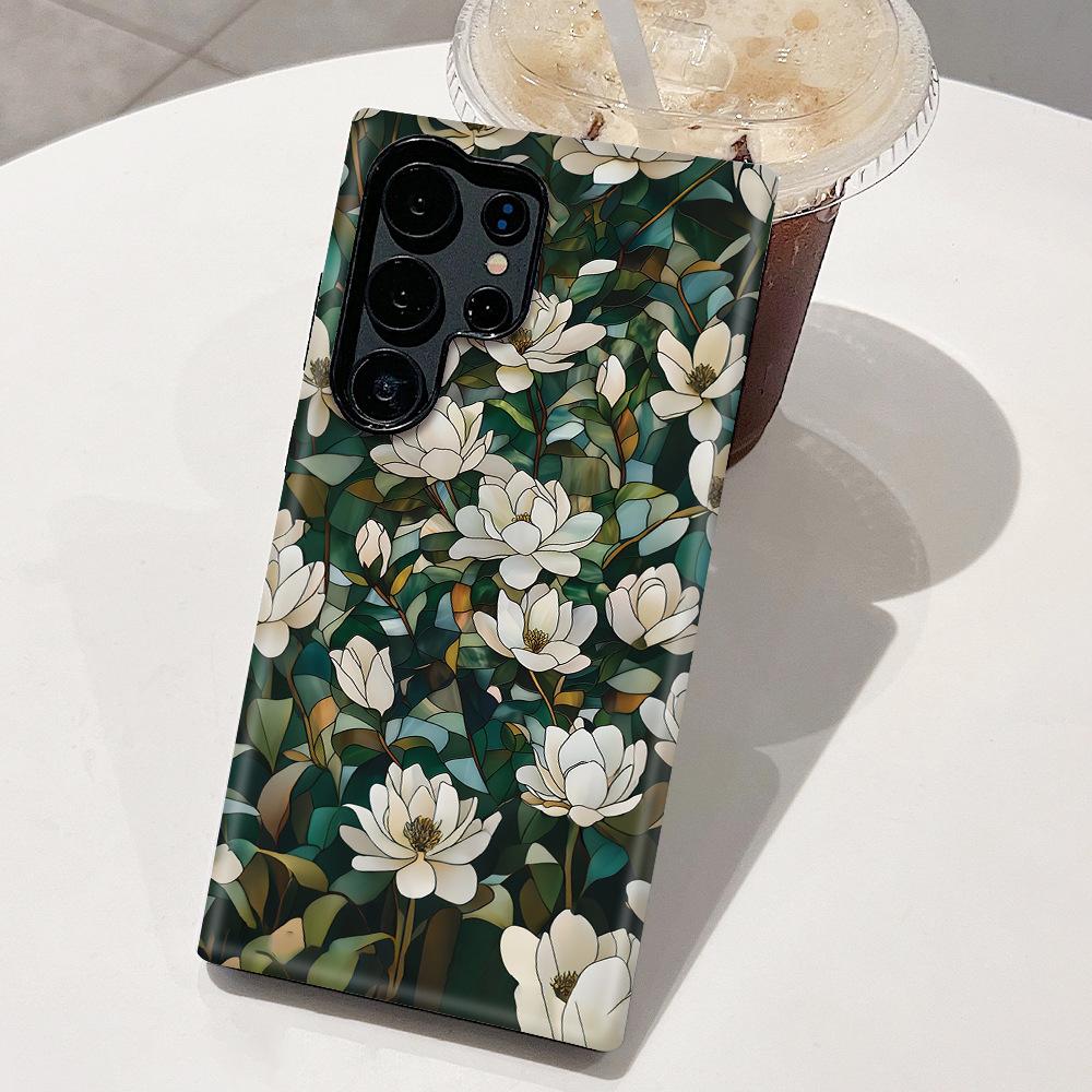 French Retro Oil Painting Flower Rose Magnolia Mobile Phone Case Samsung S25Ultra Double-layer Film Case S23 + Anti-drop
