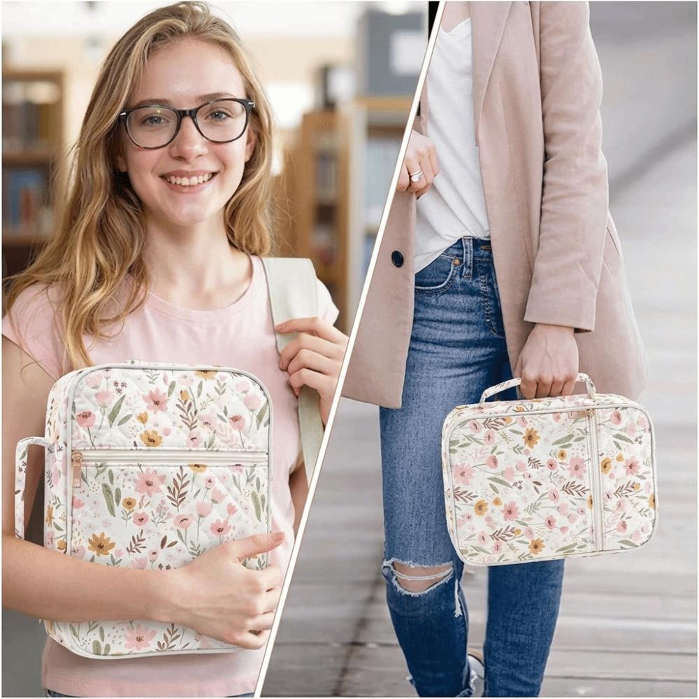 Quilted Cotton Book Bag Large Capacity Protective Pouch Book Storage Bag  School Supplies
