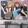 Anime Girls Band Tapestry Wall Hanging Guitar Drums Stage Live Music Aesthetic Wall Art Dorm Room Decor