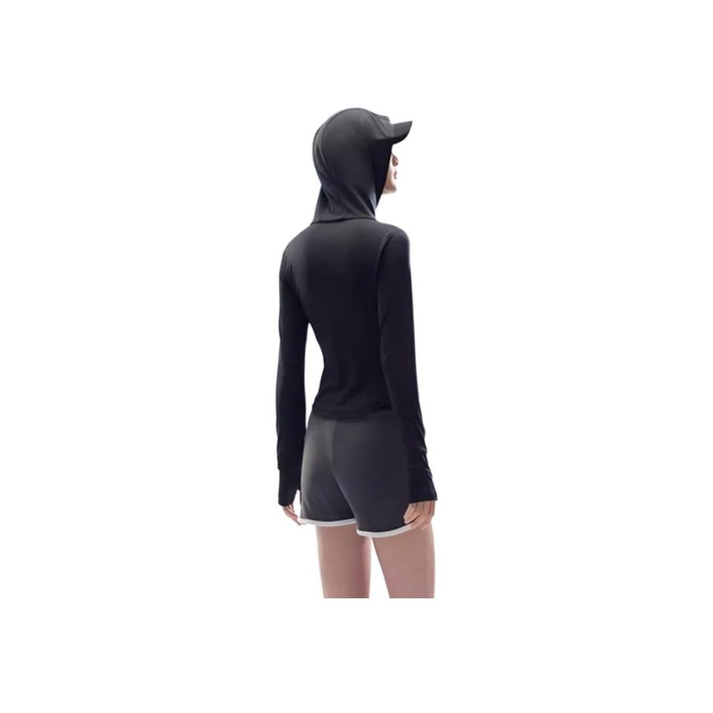 Anta Training Series Solid Color Zip-Up Hooded Comfortable Versatile Long Sleeve Breathable UV Protection Sun Protection Women tops 962527704-8