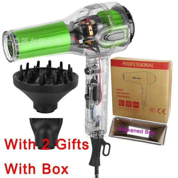 Transparent Hair Dryer And Cold Strong Wind Powerful Blower Professional Constant Temperature With 2 Nozzle 3 Gear