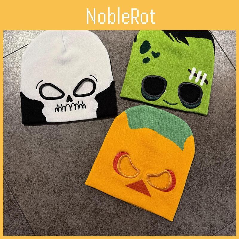 Skull Pumpkin Halloween Pattern Knitted Cap With Show Eyes Fashion Casual Hat