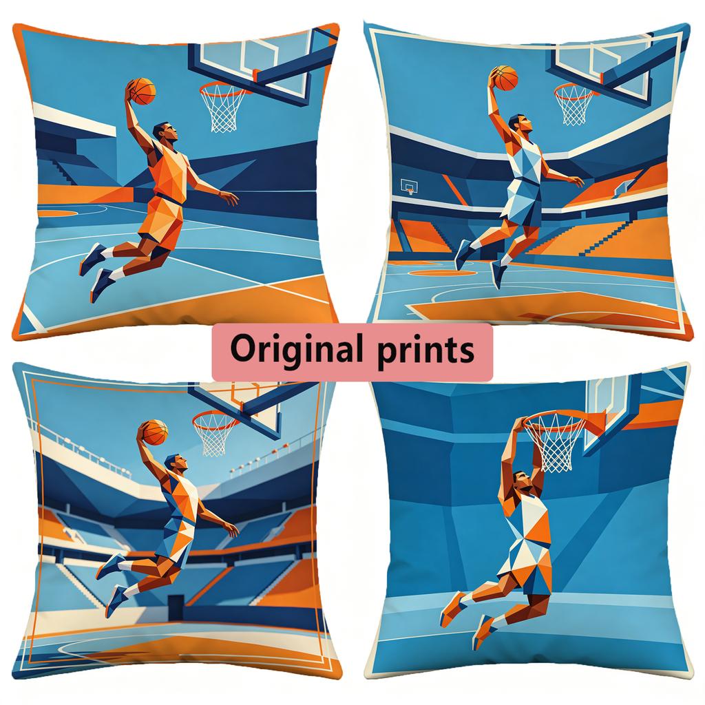 Geometric Basketball Player Throw Sport Home Decor Pattern Cushion Cover Suitable for Sofa Bedroom Car Pillow Cover