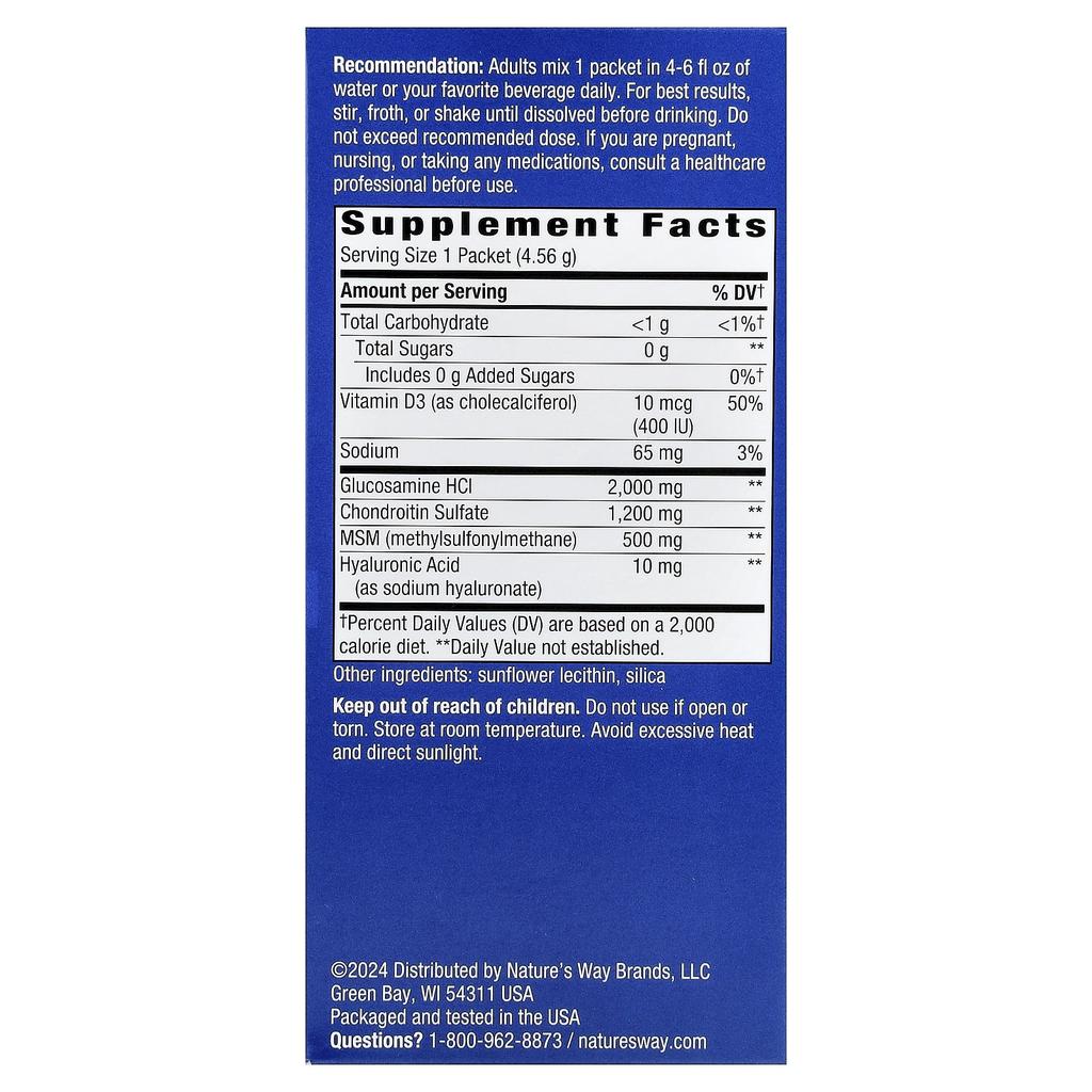 Nature's Way, Joint Movement Glucosamine®, Drink Mix, Ultra Strength, Unflavored, 20 Packets, 4.56 g (0.16 oz) Each