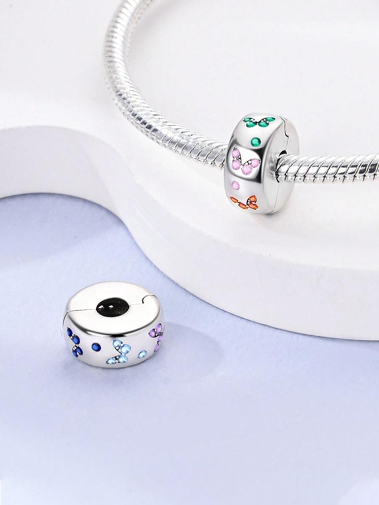 Charms Silber Bunter Schmetterling Goldene Schleife Perlen Kupferbeschichtet Passend für Kupferoriginal Armband Zum Schmuckbasteln Diy Charm