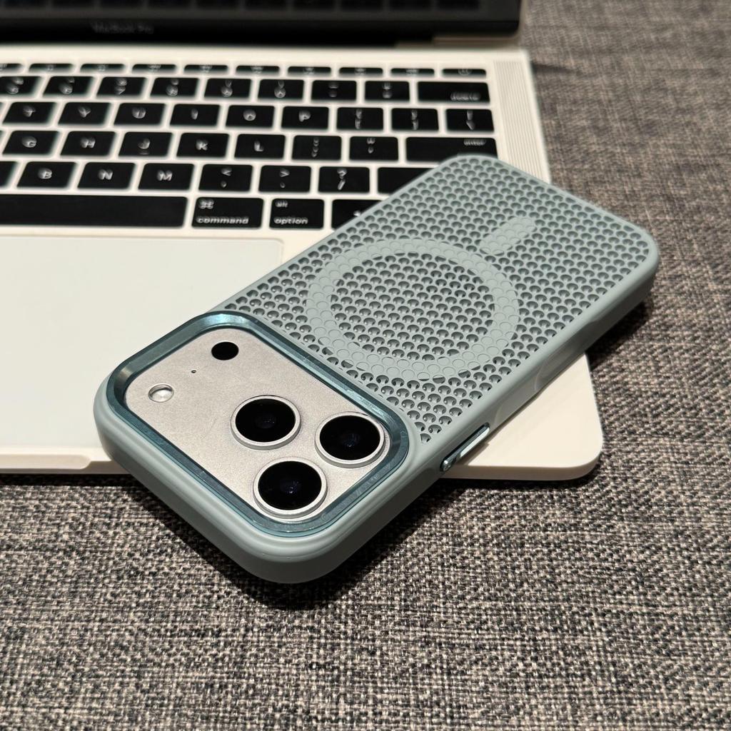 Breathable Hollow Mesh Magnetic Phone Case For iPhone 11 12 13 14 15 16 17 Air Pro Max Plus For Magsafe Wireless Charging Cover