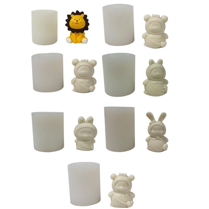 Antihaft Niedlicher Löwe Hase Bär Harzform Tier Duftkerze Silikonform DIY Seife Gips Handwerk Ornamente Werkzeug