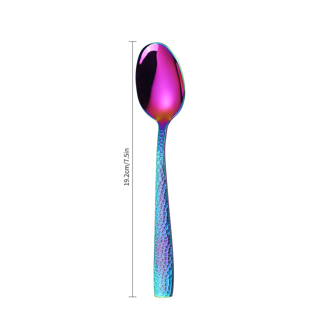 Edelstahl Schwarz Gehämmert Besteck Messer Gabeln Löffel Set Hotel Westliche Küche Desserts Haushalt Tägliche Notwendigkeiten