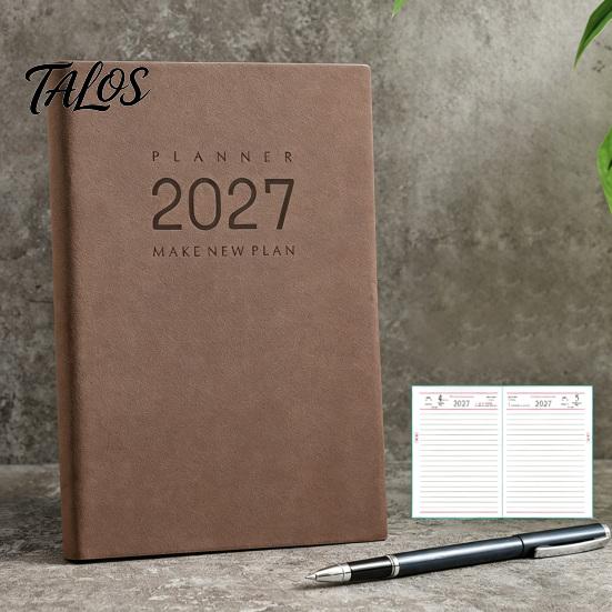 Academic Task Planner 2027 Daily Monthly Agenda, Vintage Sheepskin Texture Cover, Professional Business Journal Thick Paper Book for Office
