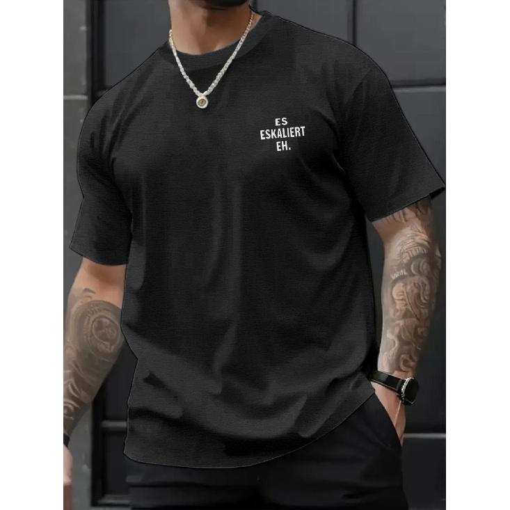 Men's T Shirt Bold Escalated It Escalates Anyway Slogan Regular Fit H Size Crew Neck Everyday Casual Formal Outfits Minimalist Modern Design for Year