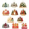 Winter Festive Home Decorations Christmas Wooden Sign Hanging Ornament, Multi-Layer Tree Wood Plaque Rustic Holiday Wall Decor with Rope, Merry