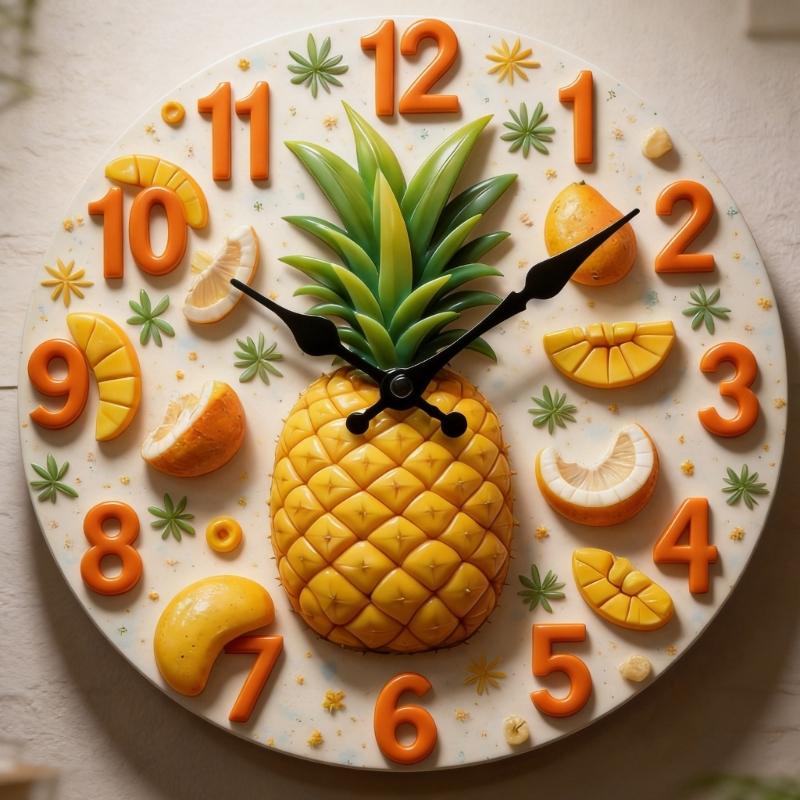 Modern Fruit Quiet Wall Clock with Noiseless Movement for Quiet Space Easy Installation Large Digits Fashion Look