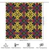 Decorative Fabric Shower Curtain Kawaii Flower Print, Black Red Yellow Pink Floral Pattern Waterproof Bathroom Decor Diy Handmad