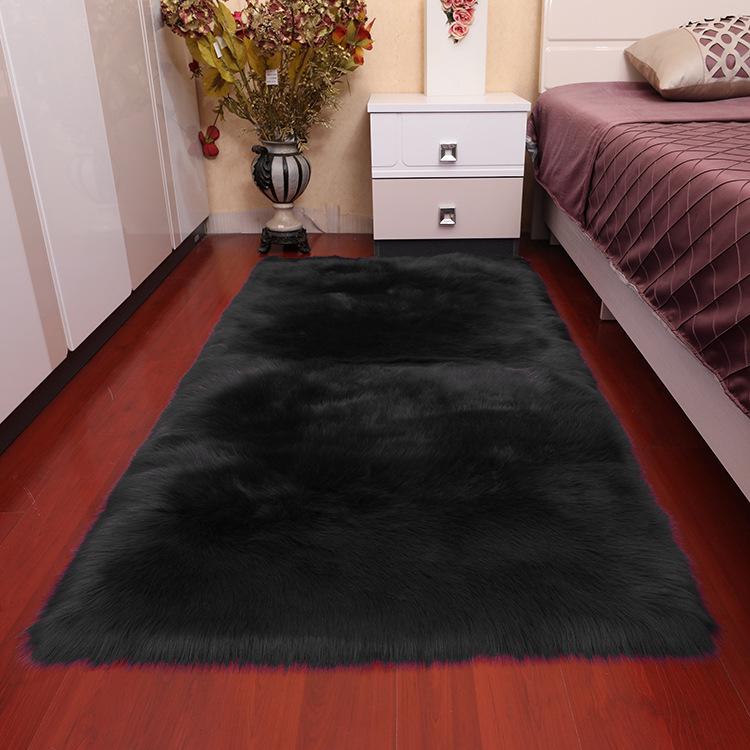 Washable Plush Faux Wool Rug for Living Room and Bedroom