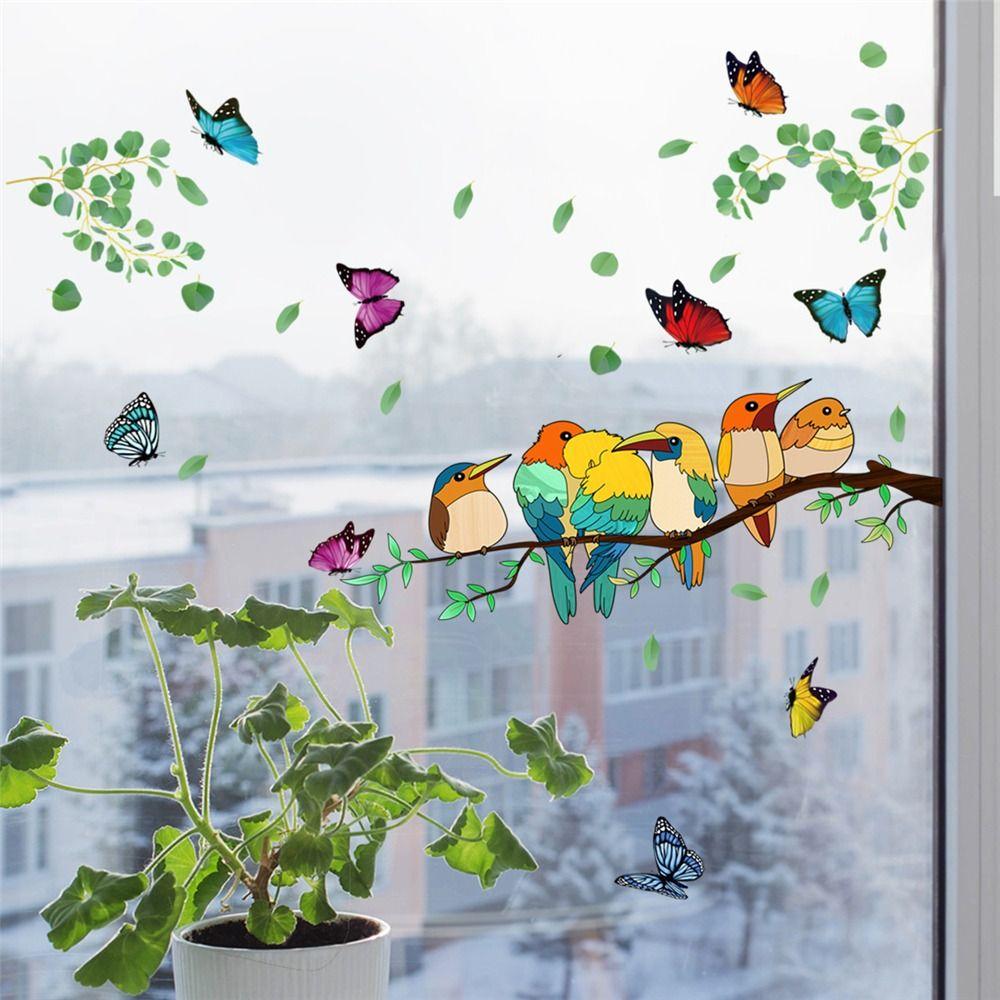 Bird Home Decor Double-sided Visual Butterfly Decals Static Stickers Window Film Window Stickers