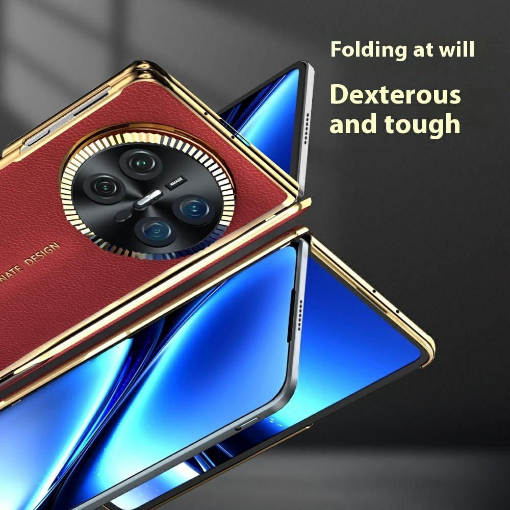 For Huawei Mate X6 Magnetic Case PU+PC Phone Cover Built In Screen Protector with Lens Kickstand