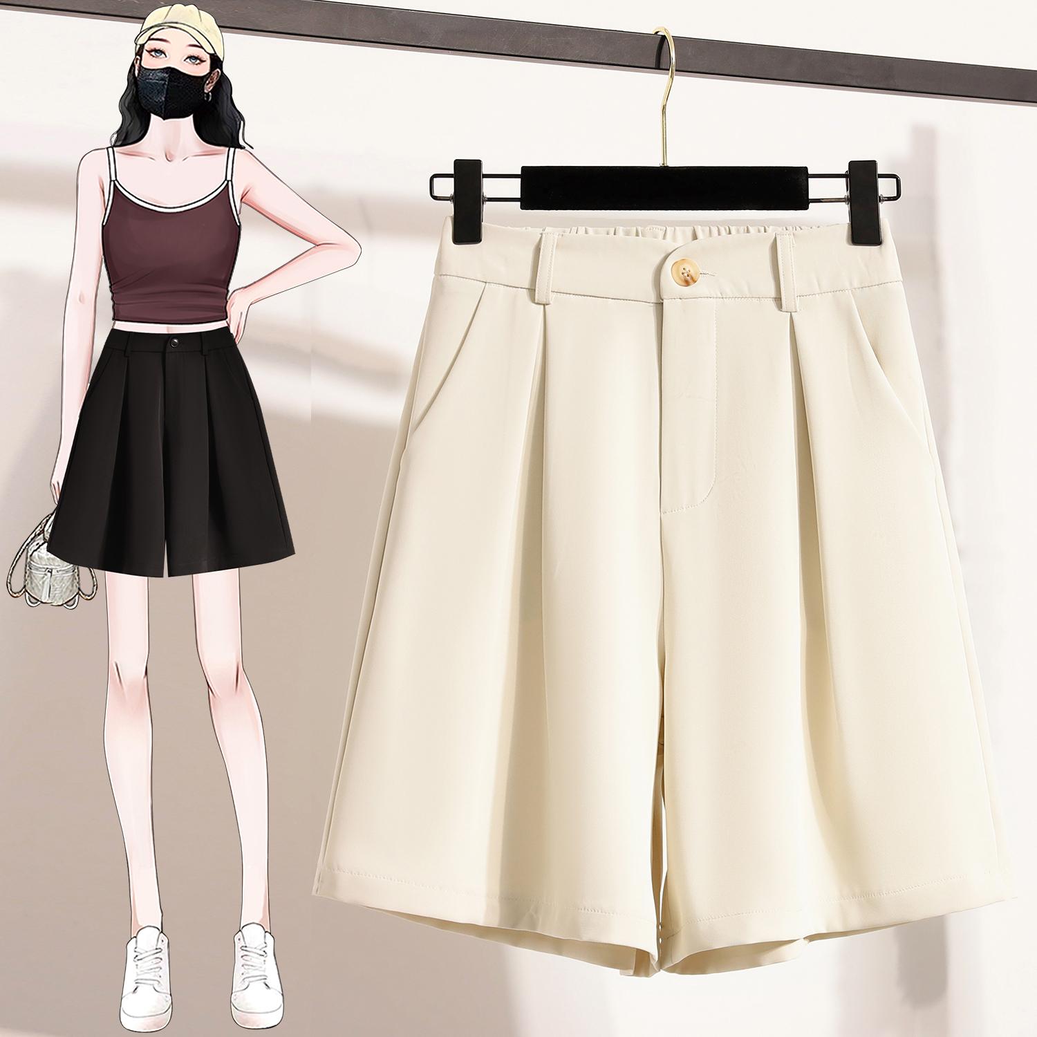 

Dimanaf 2025 Большие размеры шорты летние женские с высокой талией свободные повседневные короткие брюки базовые шаровары широкие брюки новые 4XL бежевый