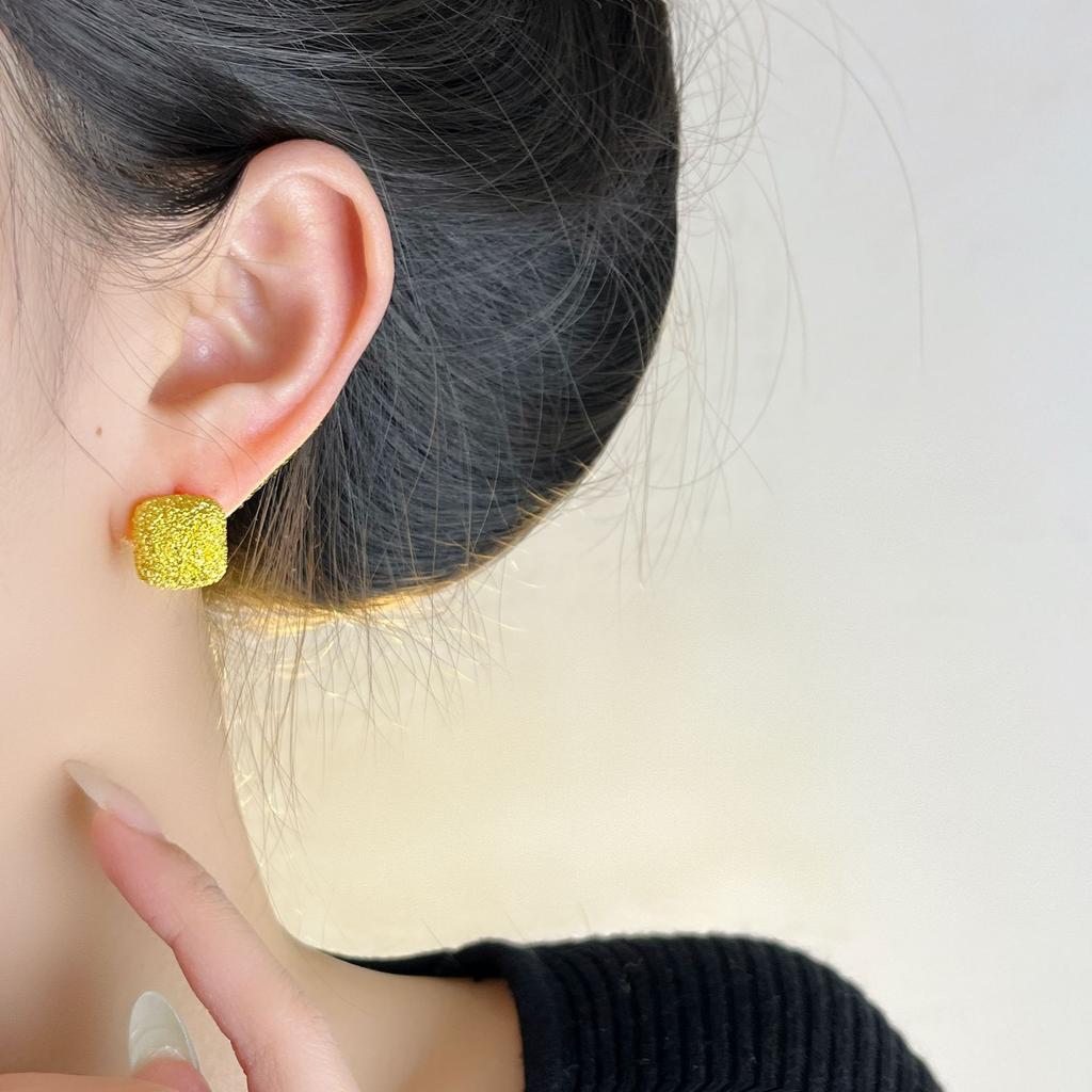 New 925 Silver Hoop Earrings Clip Matte Circle Geometric Punk For Women Girl Gift Jewelry