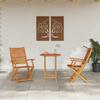 Folding Bistro Set 3 pcs Brown Solid Acacia Wood