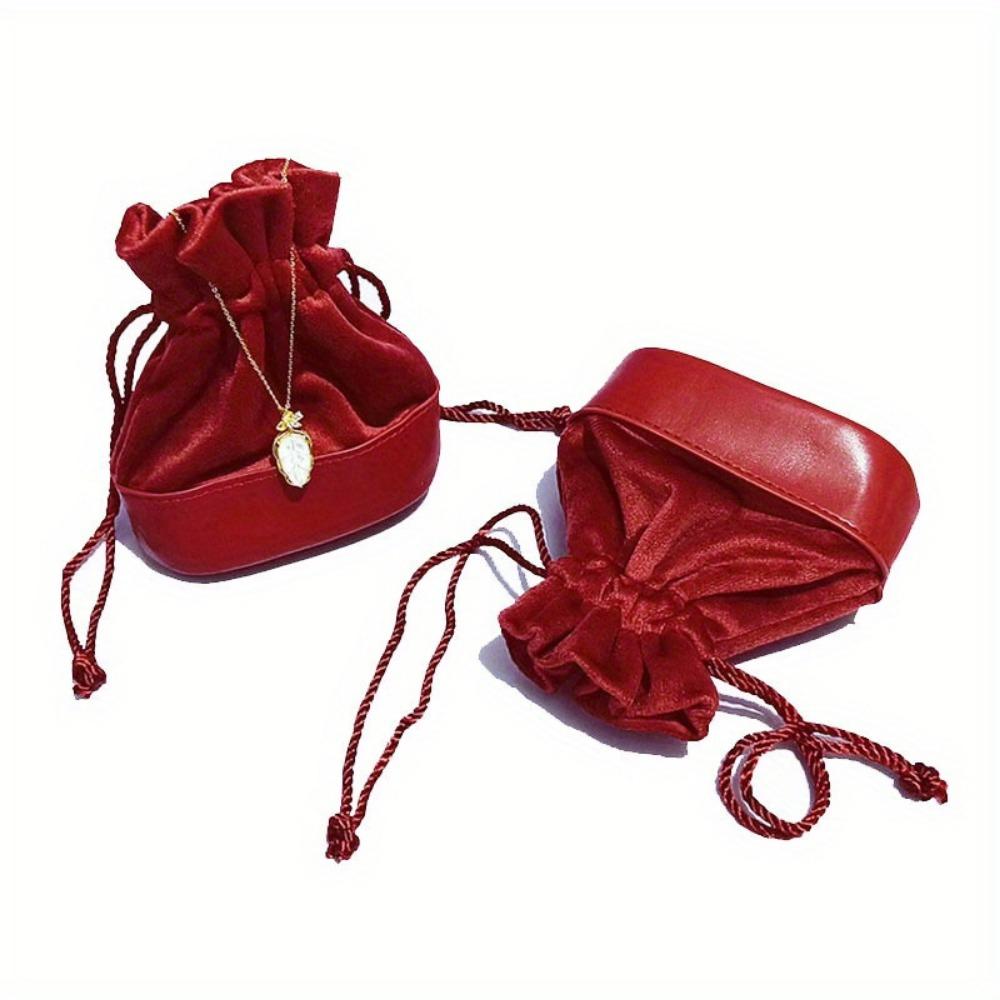 1pc Red/Green Drawstring Drawstring Mouth Lucky Bag, Mobile Phone Cosmetics Storage Packaging, Suede Jewelry Jewelry Bag
