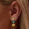 Stainless Steel Starfish Seahorse Dangle Earrings For Women Dainty Blue Rhinestone Seashell Drop Earrings Summer Beach Jewelry