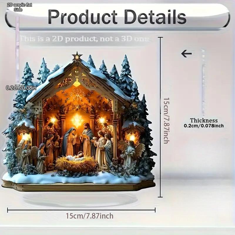 2D Flat "Nativity Scene" Acrylic Tabletop Decoration, Mary, Jesus, Shepherds & Wise Men, Suitable for wall decoration, porch, room, villa, accents Hom