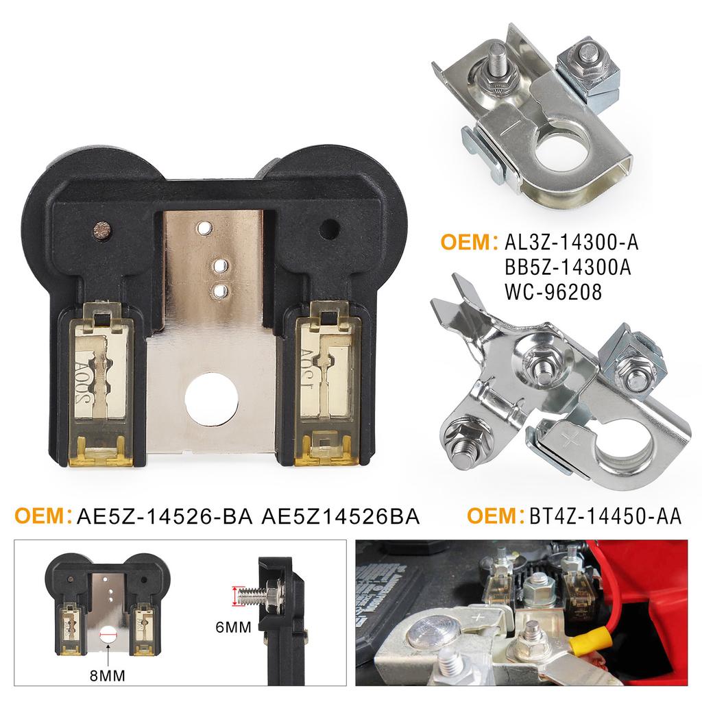 Complete Battery Terminals & Fuses set Easy Installation Battery Terminals Clamps & Fuses Replaces AE5Z14526BA for Vehi