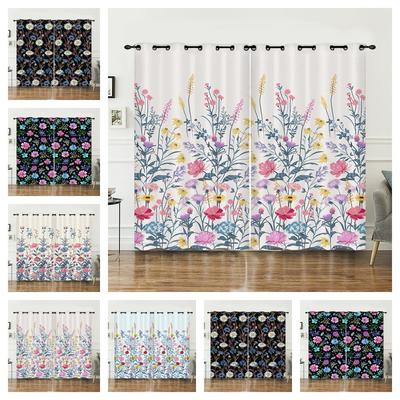 Curtains Plants Broken Flowers Small Fresh Curtains Bedroom Living Room Blackout Curtains Perforated