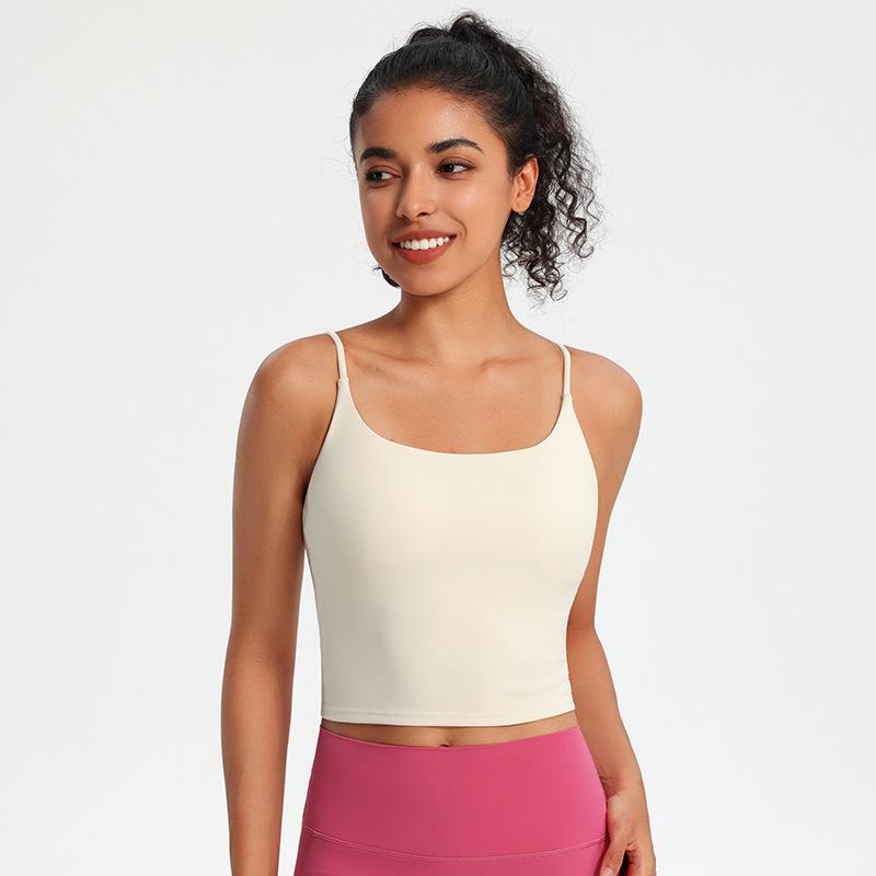 Women s Quick-Dry Yoga Tank Top: Fixed Cup, Thin Strap, Stretchy, Tight-Fit