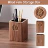 Retro Engraving Black Walnut Wooden Pen Holder Pen Organizer Office Desktop Storage Box Cosmetics Paper Box Gift