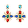 Women Classic Baroque Middle Earrings Jewelry Crystal Gold Color Exquisite Luxury Ear Rings Lady Party Banquet Drop Earring