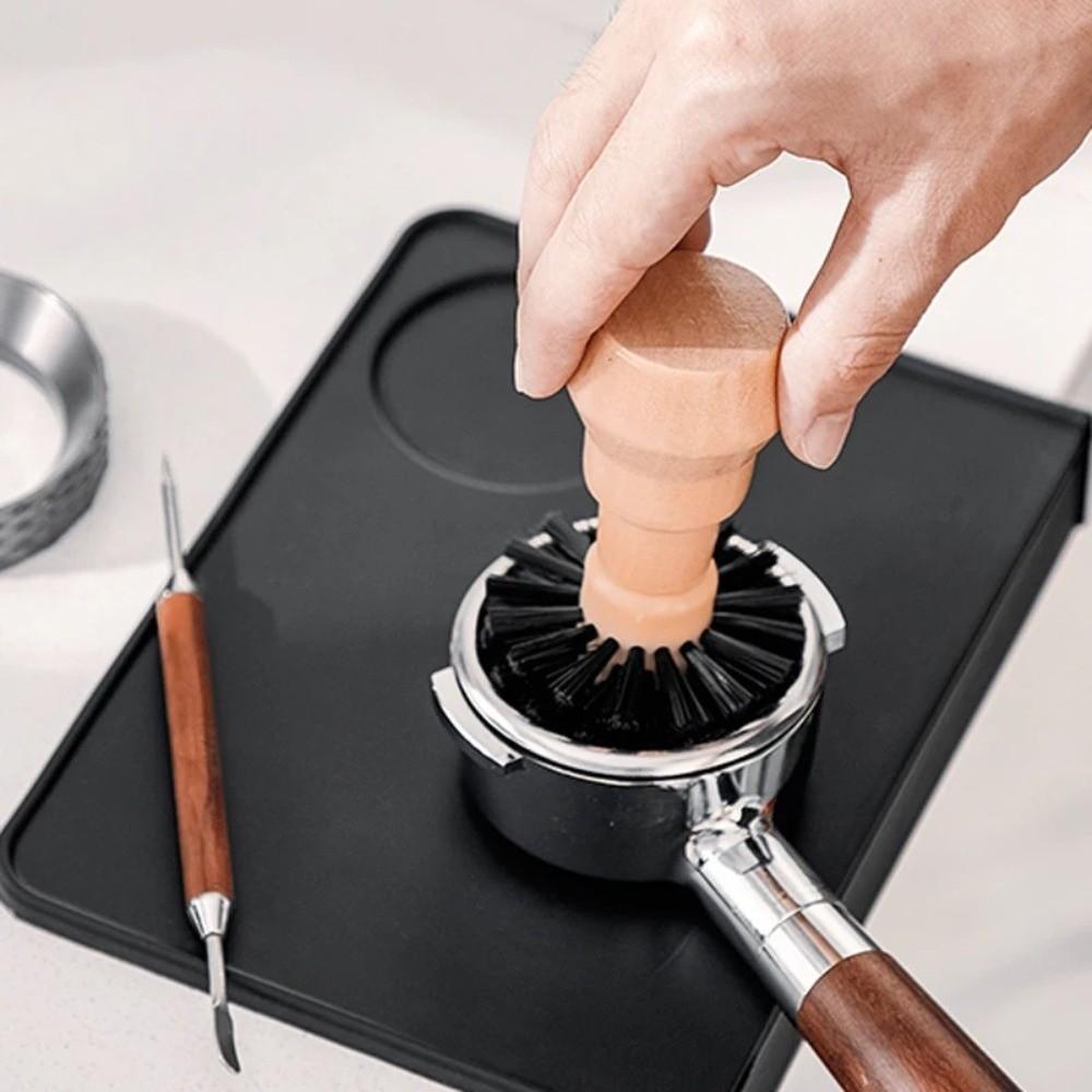 Wooden Handle Portafilter Cleaning Brush Professional Barista Brush  Kitchen Use