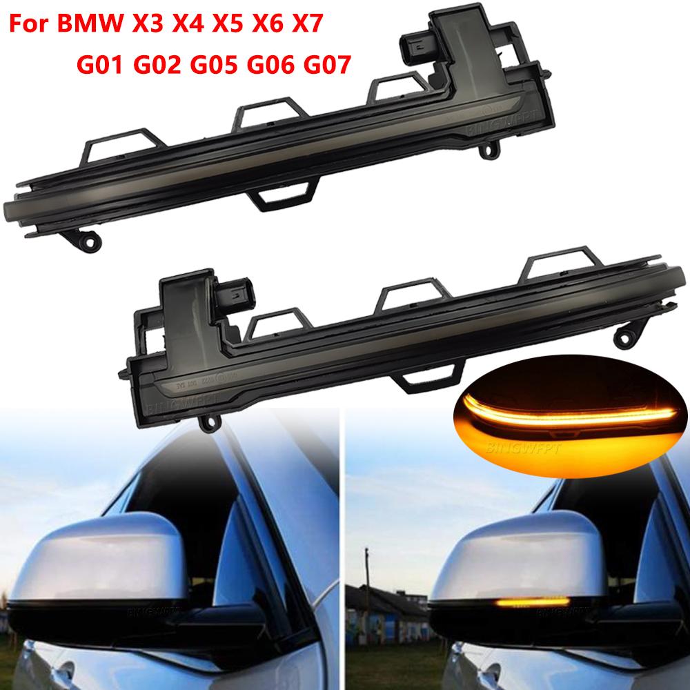 

2 шт. Светодиодные динамические указатели поворота для BMW X3 X4 G01 G02 2018 2019 2020 Повторители на боковых зеркалах жёлтый
