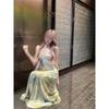 Retro tie-dye temperament suspender dress women's summer seaside vacation long dress temperament waist thin a word skirt
